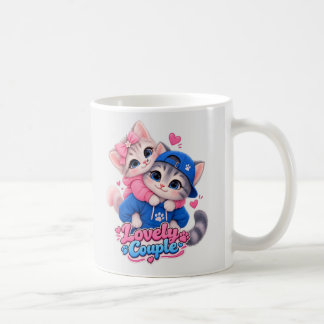 Lovely Couple Kissing Cats Mug, Cute Cat Lovers Coffee Mug