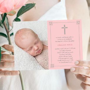 Lovely Cross Photo Baptism/Christening Invitation