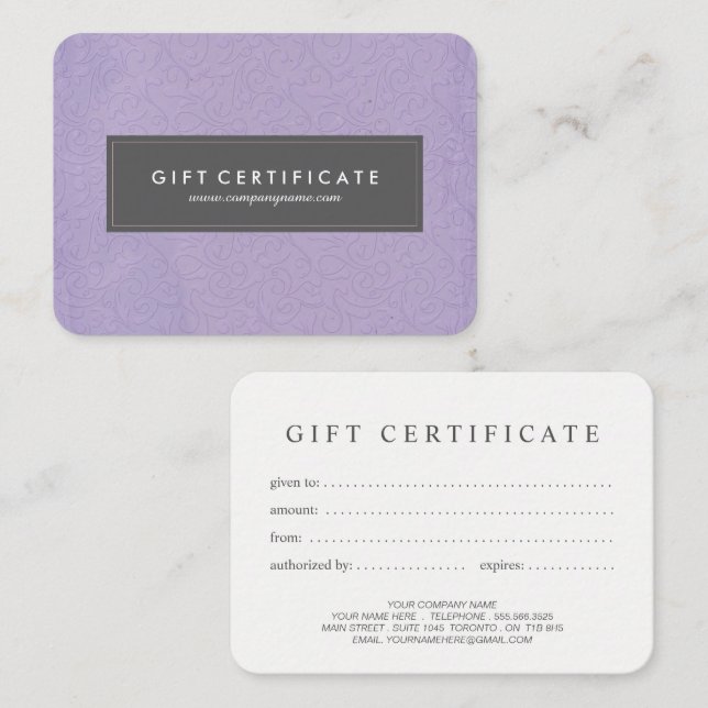 Lovely Customisable Gift Certificate (Front/Back)