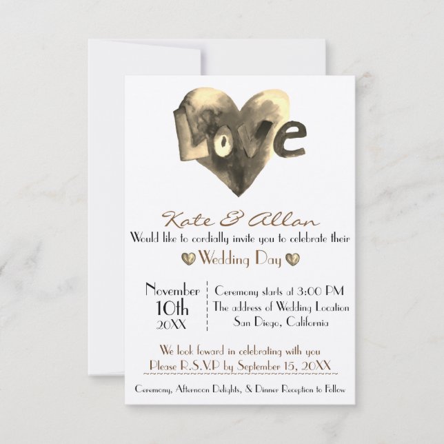 Lovely Customizeable Heart Wedding Invitation RSVP (Front)