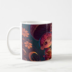 Lovely cute elves play under mushrooms coffee mug