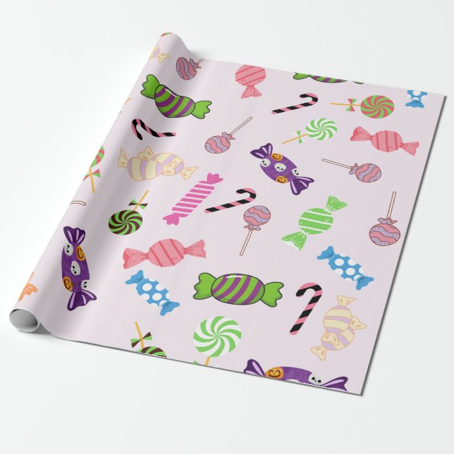 Lovely cute girly pattern Candy favours Pink Wrapping Paper (Unrolled)