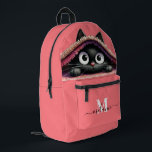 Lovely Cute Kitten Custom Monogram Script Name Printed Backpack<br><div class="desc">Adorable and personalised, the "Lovely Cute Kitten Custom Monogram Script Name Printed Backpack" is perfect for cat lovers of all ages. Featuring a charming illustration of a cute kitten, this backpack is as functional as it is delightful. The custom monogram and script name add a personal touch, making it a...</div>