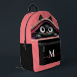 Lovely Cute Kitten Custom Monogram Script Name Printed Backpack<br><div class="desc">Adorable and personalised, the "Lovely Cute Kitten Custom Monogram Script Name Printed Backpack" is perfect for cat lovers of all ages. Featuring a charming illustration of a cute kitten, this backpack is as functional as it is delightful. The custom monogram and script name add a personal touch, making it a...</div>