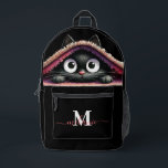 Lovely Cute Kitten Custom Monogram Script Name Printed Backpack<br><div class="desc">Adorable and personalised, the "Lovely Cute Kitten Custom Monogram Script Name Printed Backpack" is perfect for cat lovers of all ages. Featuring a charming illustration of a cute kitten, this backpack is as functional as it is delightful. The custom monogram and script name add a personal touch, making it a...</div>