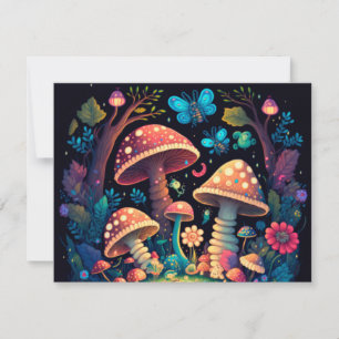 Lovely cute magic mushrooms RSVP card