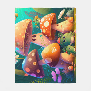 Lovely cute mushrooms for kid's room   fleece blanket