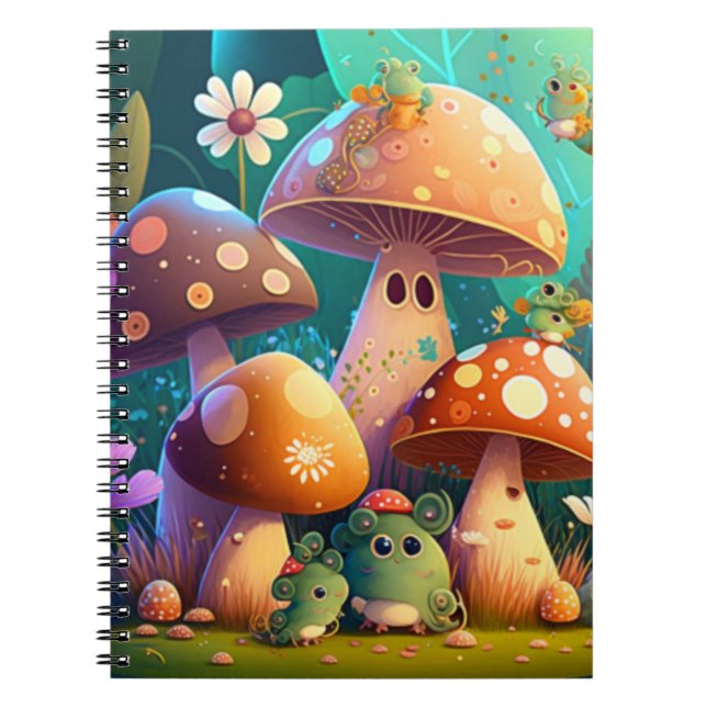 Lovely cute mushrooms for kid's room       noteboo notebook (Front)