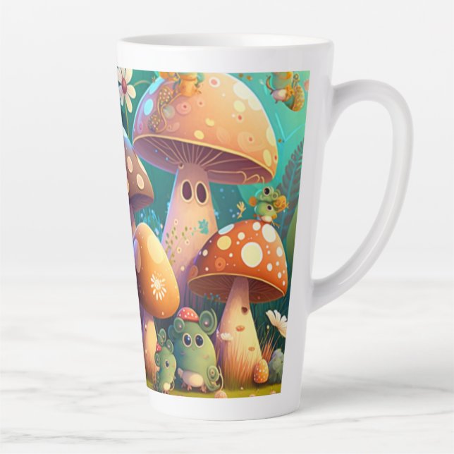 Lovely cute mushrooms    latte mug (Right)