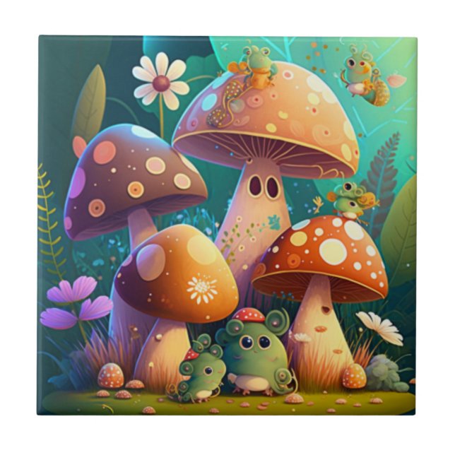 Lovely cute mushrooms tile (Front)