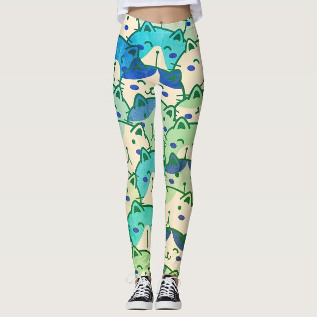 Lovely cute Pattern Cats Kitten, Modern Leggings (Front)