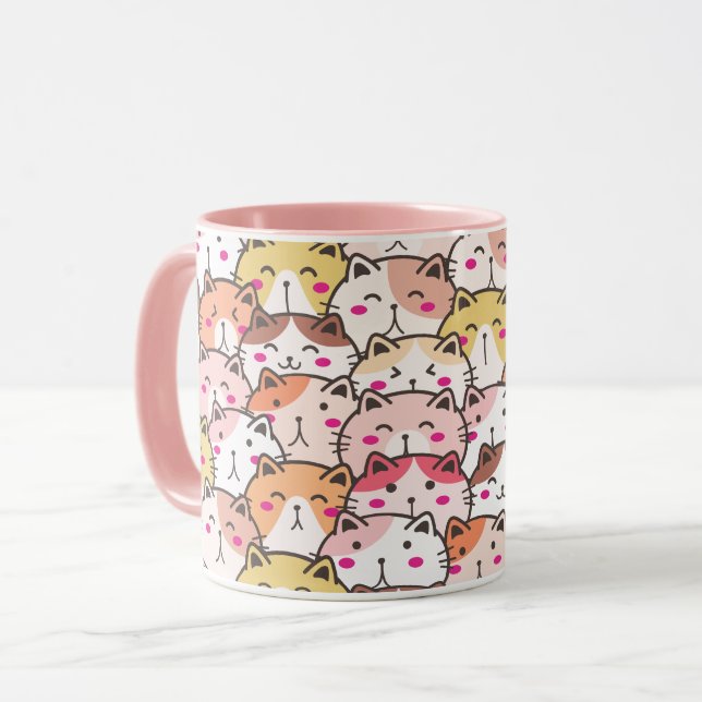 Lovely cute Pattern Cats Kitten, Modern Mug (Front Left)