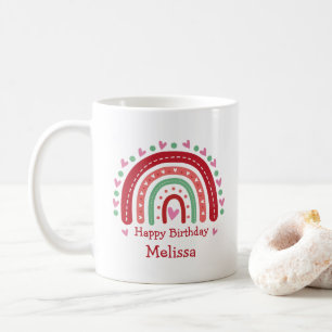 Lovely Cute Pink Red Rainbow Heart Coffee Mug