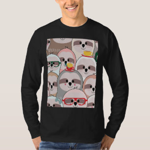 Lovely Cute Sloth In Pink Grey Pastel T-Shirt