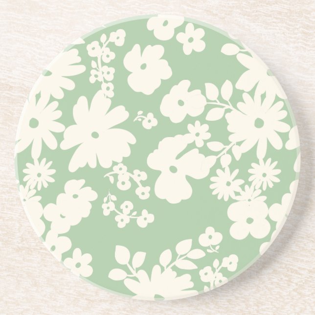 Lovely Daisies Pattern Custom Background Colors  Coaster (Front)