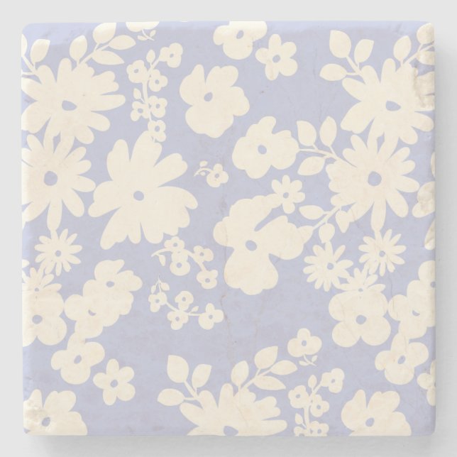 Lovely Daisies Pattern Custom Background Colors  Stone Coaster (Front)