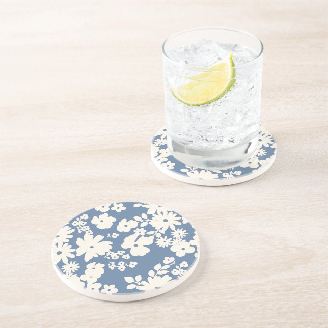 Lovely Daisies Pattern Custom Background Colours  Coaster (Side)