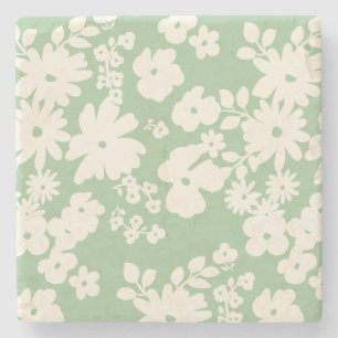 Lovely Daisies Pattern Custom Background Colours  Stone Coaster