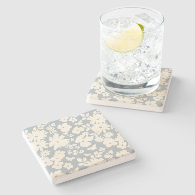 Lovely Daisies Pattern Custom Background Colours  Stone Coaster (Side)