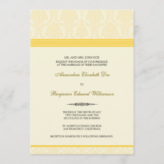 Lovely Damask Wedding Invitation (lemon/cream)