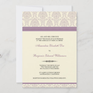 Lovely Damask Wedding Invitation (lilac/cream)