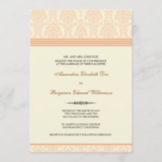 Lovely Damask Wedding Invitation (peach/cream)