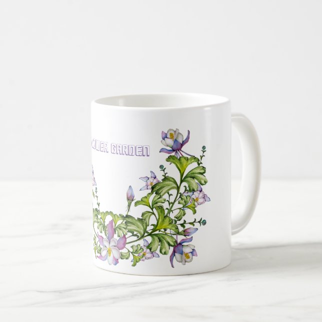Lovely delicate columbine flower arrangement coffee mug (Front Right)