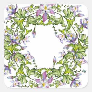 Lovely delicate columbine flower arrangement square sticker