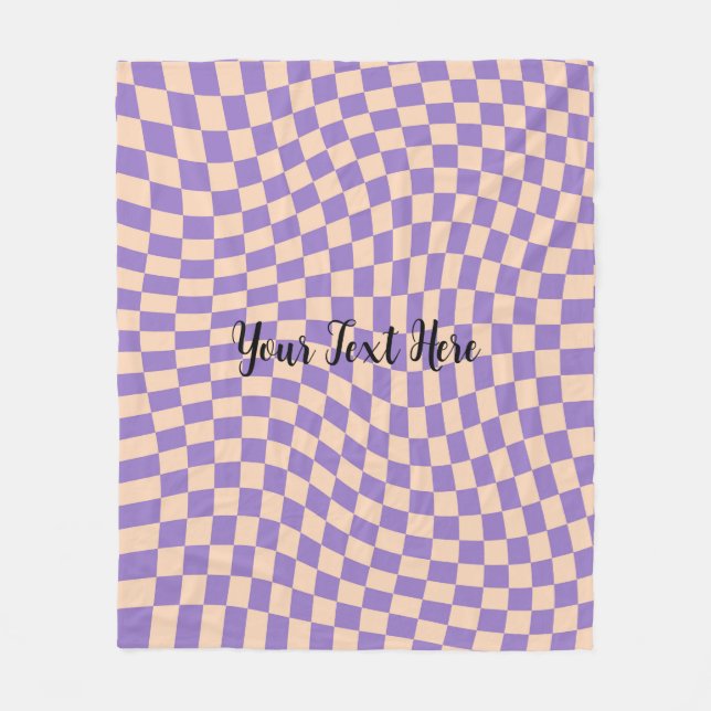 Lovely Distorted Chequerboard Retro Lavender Fleece Blanket (Front)