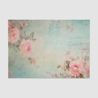 Lovely Distressed Shabby Chic Roses in Corners of Tissue Paper
