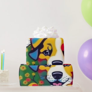 Lovely dogs colourful dogs pet vibes Wrapping Pape Paper