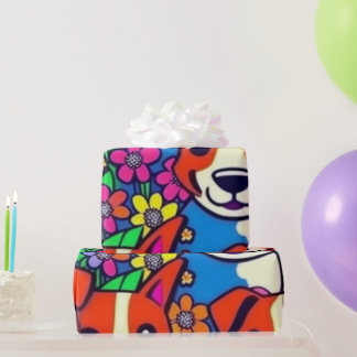 Lovely dogs colourful dogs pet vibes Wrapping Pape Paper