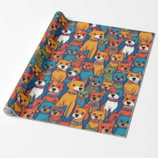 Lovely dogs colourful dogs pet vibes Wrapping Pape Paper