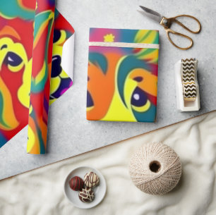 Lovely dogs colourful dogs pet vibes Wrapping Pape Paper