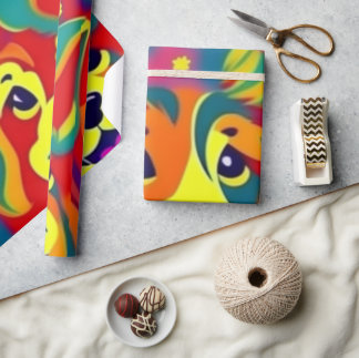 Lovely dogs colourful dogs pet vibes Wrapping Pape Paper