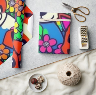Lovely dogs colourful dogs pet vibes Wrapping Pape Wrapping Paper