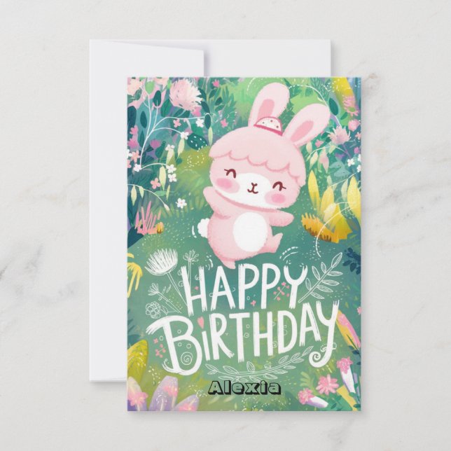 Lovely Dreamy Bunny Digital Birthday  Card (Front)