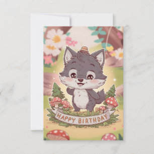 Lovely Dreamy Wolf Digital Birthday Card