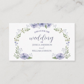 lovely dusty blue floral wedding enclosure card