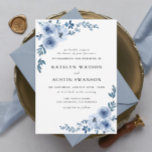 lovely dusty blue floral wedding invitation<br><div class="desc">dusty blue themed wedding design with watercolor flowers. The colours and text can be personalised.</div>