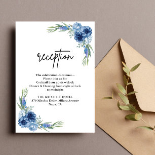 Lovely Dusty Blue Floral Wedding Reception Enclosure Card