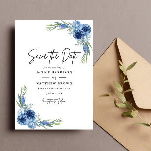 Lovely Dusty Blue Floral Wedding Save The Date