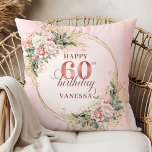 Lovely Dusty Pink Bohemian Greenery 60th birthday  Cushion<br><div class="desc">✅ For matching items search 36-60 in my collections ✅ Celebrate a special milestone with this elegant 60th birthday pillow featuring watercolor rose gold, dusty pink and blush pink flowers, eucalyptus greenery, and a shimmering gold frame. This boho floral design adds charm and warmth to any space. A beautiful keepsake...</div>