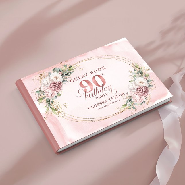 Lovely Dusty Pink Gold Eucalyptus 90th Birthday  Guest Book (Lovely Dusty Pink Gold Eucalyptus 90th Birthday Guest Book

)