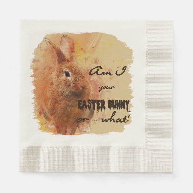 Lovely Easter Bunny Watercolor Napkin (Front)