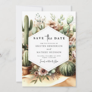 Lovely Editable Cactus Wedding Save The Date