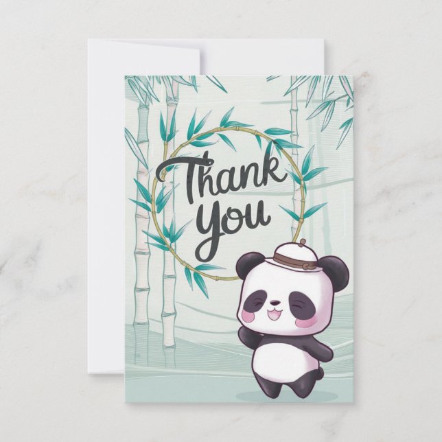 Lovely Editable Panda  Thank You Card (Front)
