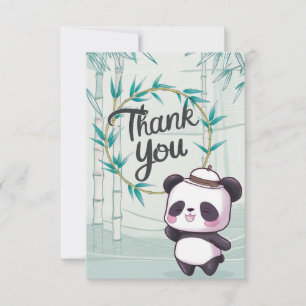 Lovely Editable Panda  Thank You Card