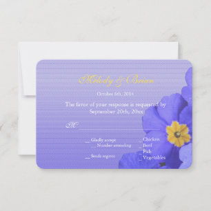 lovely, elegant, cool blue flowers rsvp wedding card