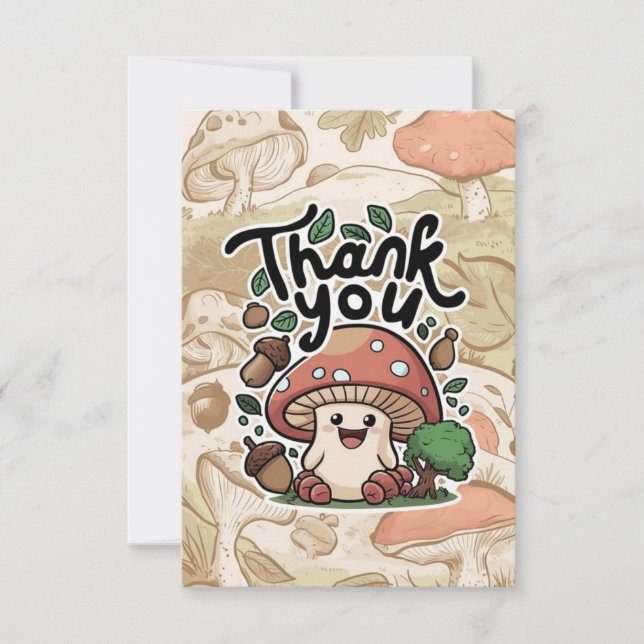 Lovely Elegant Mushroom Thank You Card  (Front)